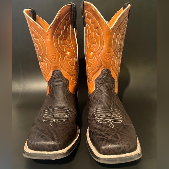 Ariat Leather Quickdraw Square Toe Western Cowboy Boots Brown Size 6 - Picture 4 of 13